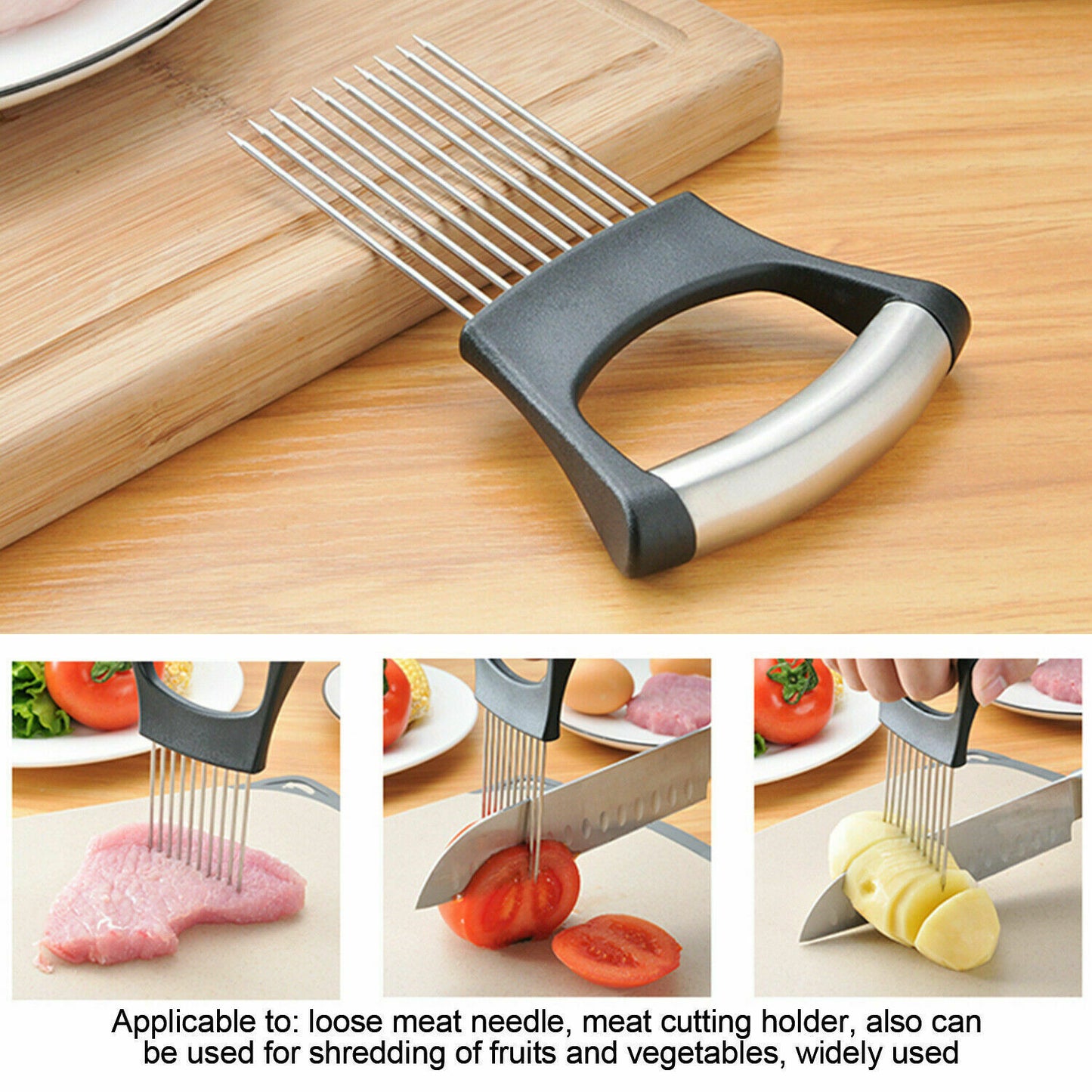 Food Slice Assistant Stainless Steel Onion and Tomato Slicer