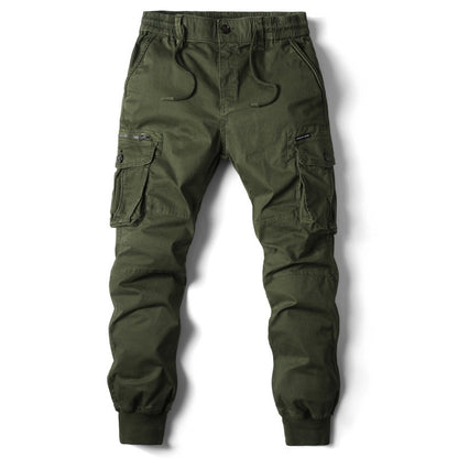 Solid Color Skinny Multi-pocket Men's Work Pants