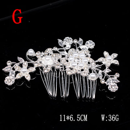 Vintage Pearl Rhinestone Crown Headband for Women - Alloy Hair Accessory Available in 7 Colors