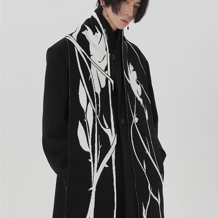 Hand-painted Thorn Rose Angora Winter Scarf