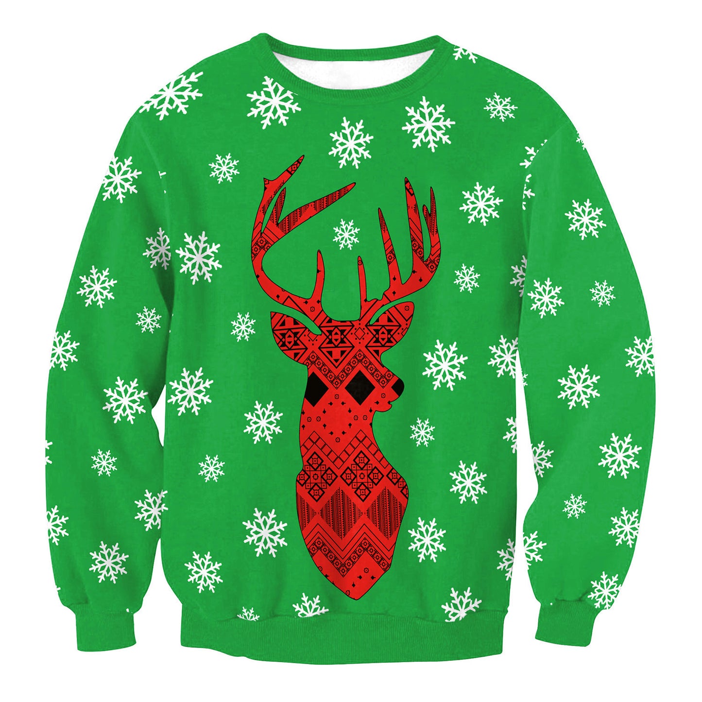 Ugly Christmas Sweater, Santa Elf Print, Pullover