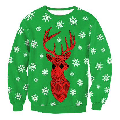 Ugly Christmas Sweater, Santa Elf Print, Pullover