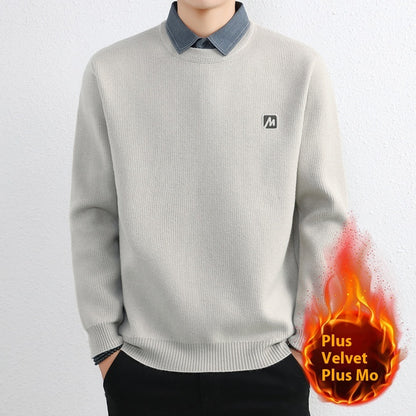 Simple Fake Two Pieces Sweaters Men