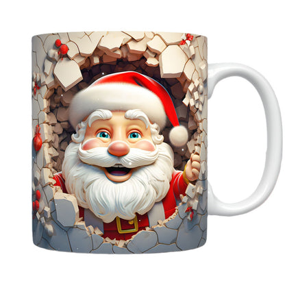 Creative 3D Christmas Ceramic Mug Snowman Santa Design