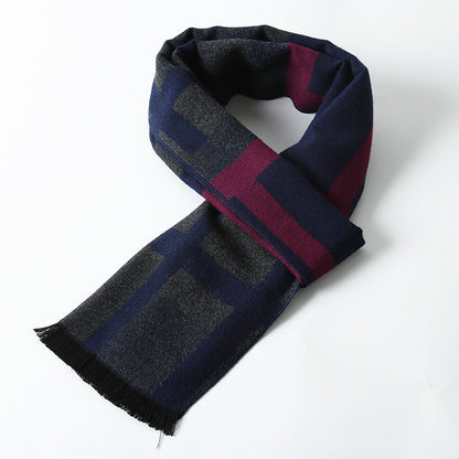 Simple Plaid Artificial Cashmere Warm Scarf