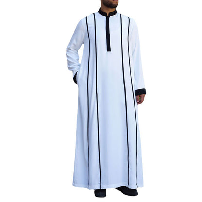 White Four Seasons Color Matching Muslim Robe