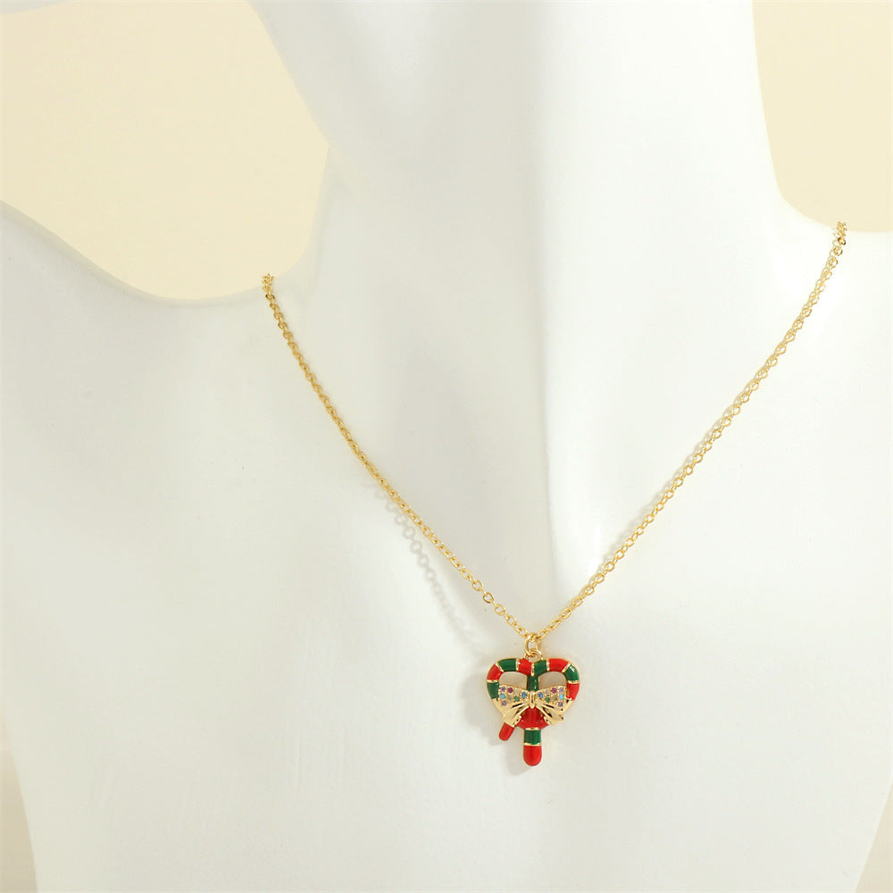 Christmas Necklace, Santa, Snowman, Rhinestones