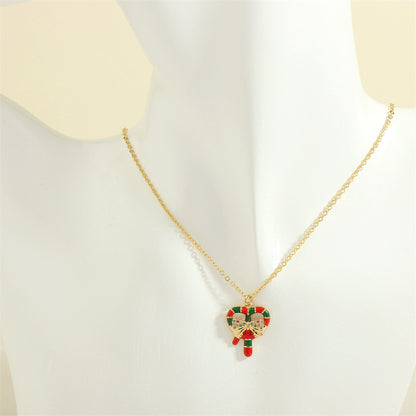 Christmas Necklace, Santa, Snowman, Rhinestones