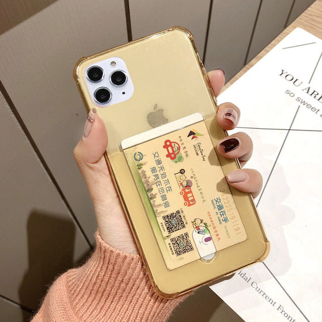 Apple Transparent Card Holder Phone Case