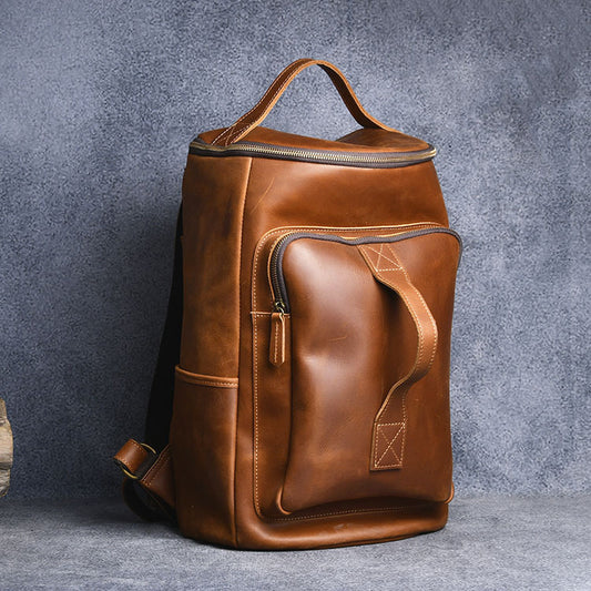 Vintage Crazy Horse Leather Travel Backpack