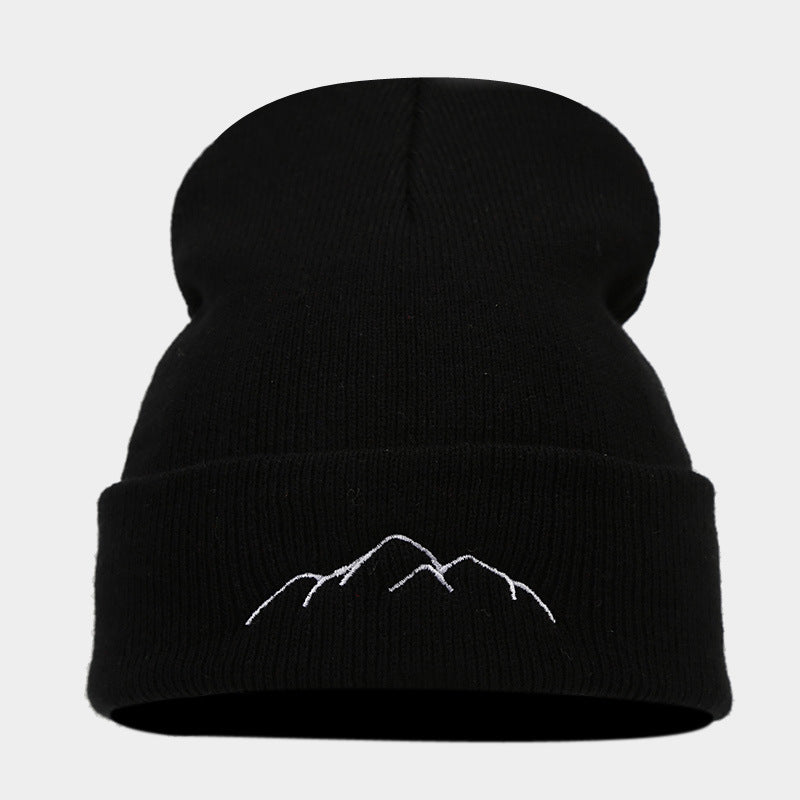 Peak Embroidery Beanie Hat Warm Trendy