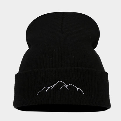 Peak Embroidery Beanie Hat Warm Trendy