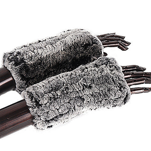 Rex Rabbit Fur Half Finger Gloves