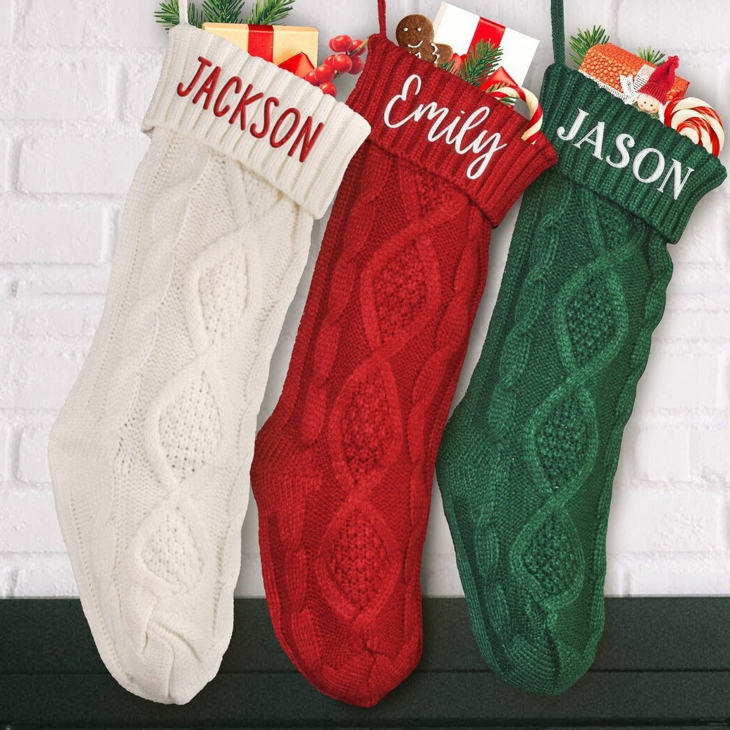 Embroidered Knitted Christmas Socks