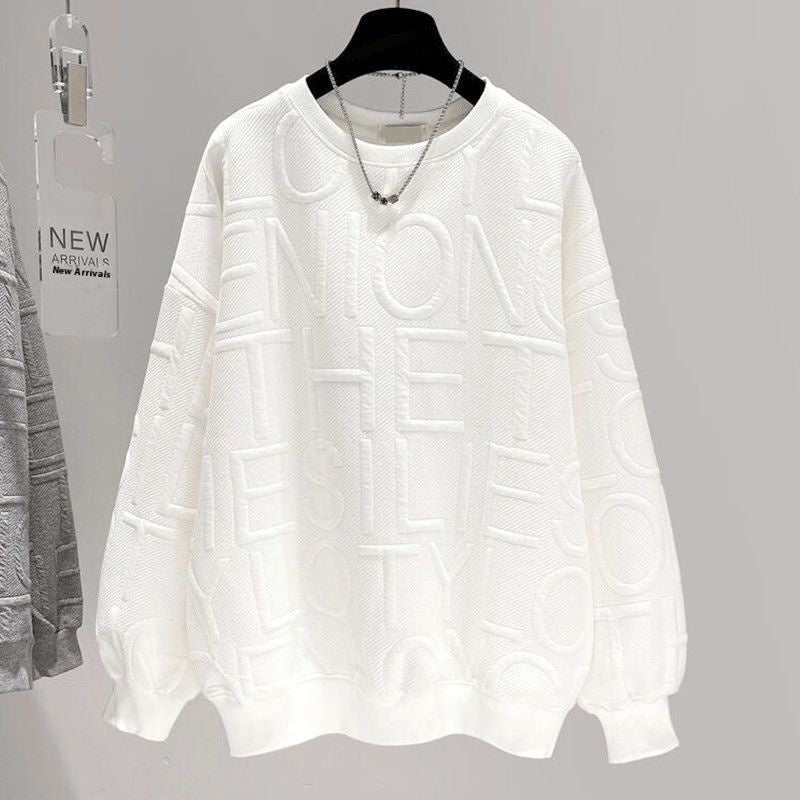 Men's and Women's 3D Letter Loose Long Sleeve Top