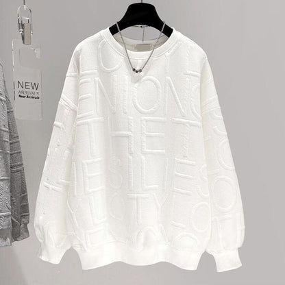 Men's and Women's 3D Letter Loose Long Sleeve Top