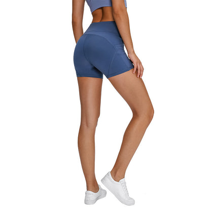 SHINBENE Women's High-Waisted Yoga Shorts with Pockets