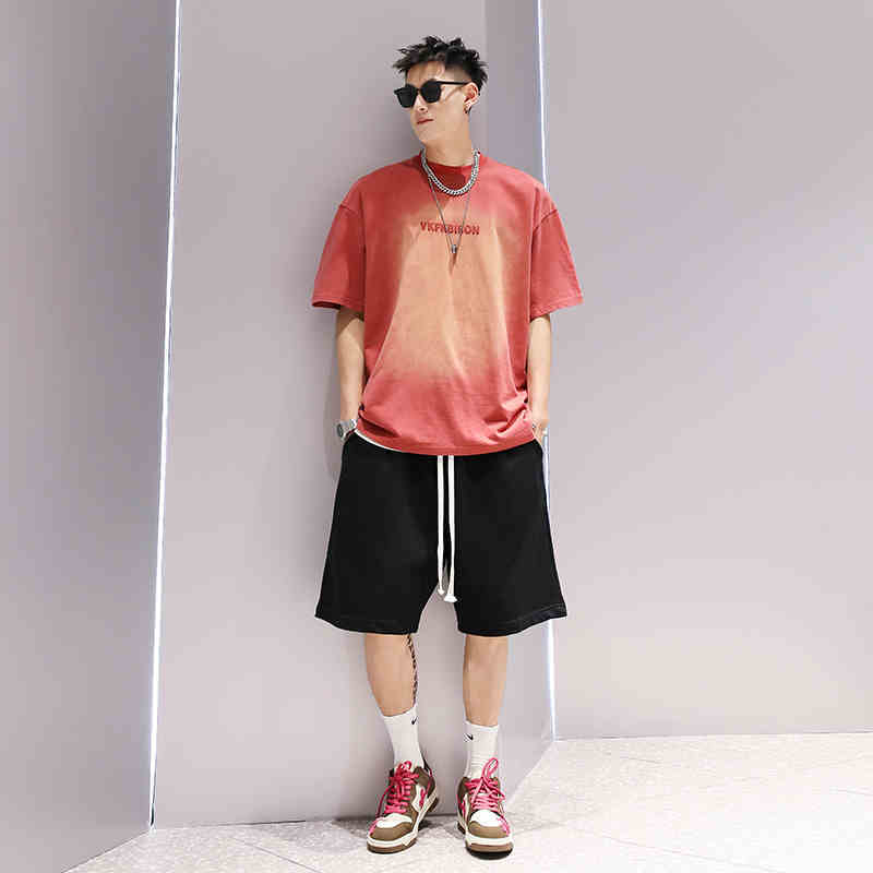 Gradient Washed Fashion Couple T-shirt