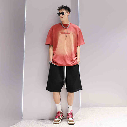 Gradient Washed Fashion Couple T-shirt