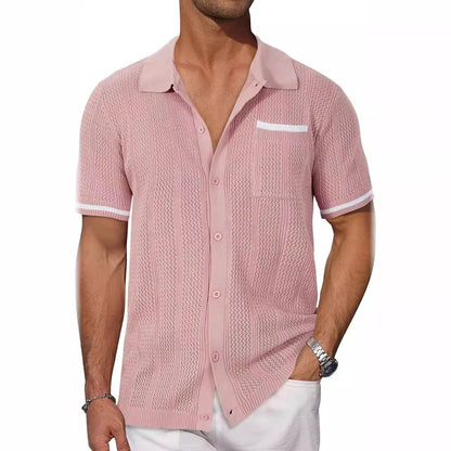 Men's Short Sleeve Pocket Hollow Summer Cardigan