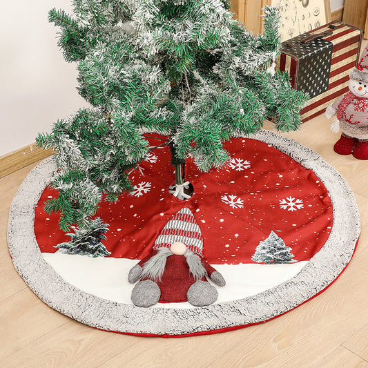 Linen Christmas Tree Skirt Bottom Decoration Supplies