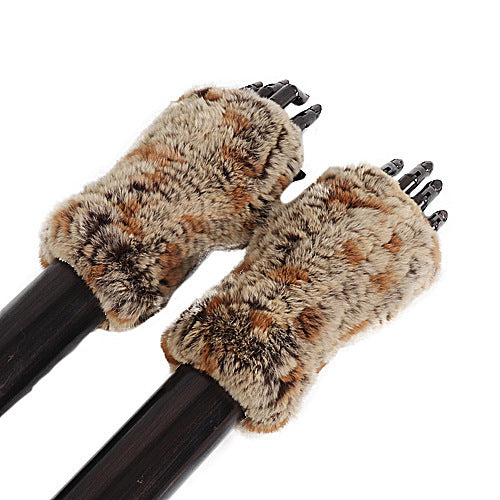Rex Rabbit Fur Half Finger Gloves