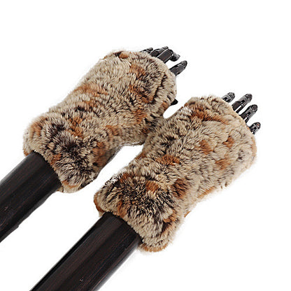 Rex Rabbit Fur Half Finger Gloves