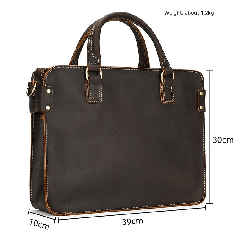 Retro Crazy Horse Leather Briefcase