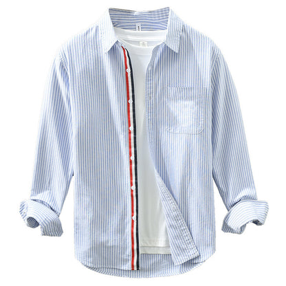 Autumn Japanese Striped Men's Long Sleeve Shirt