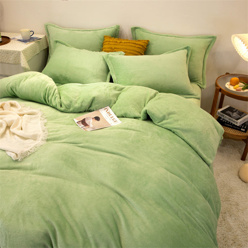 Four-piece Double-sided Fleece Duvet Cover Yellow