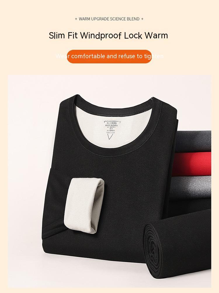 Men's Round Neck Fleece-lined Thermal Long Johns
