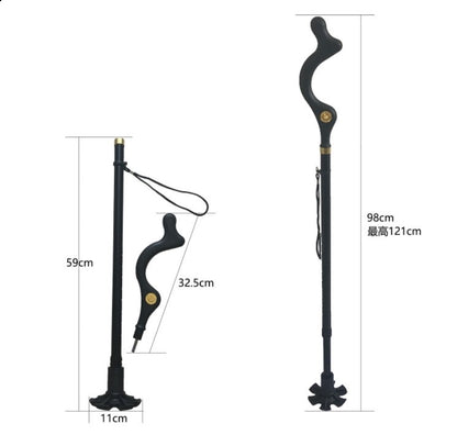 Telescopic Stick Stool Folding Handle Walking Stick