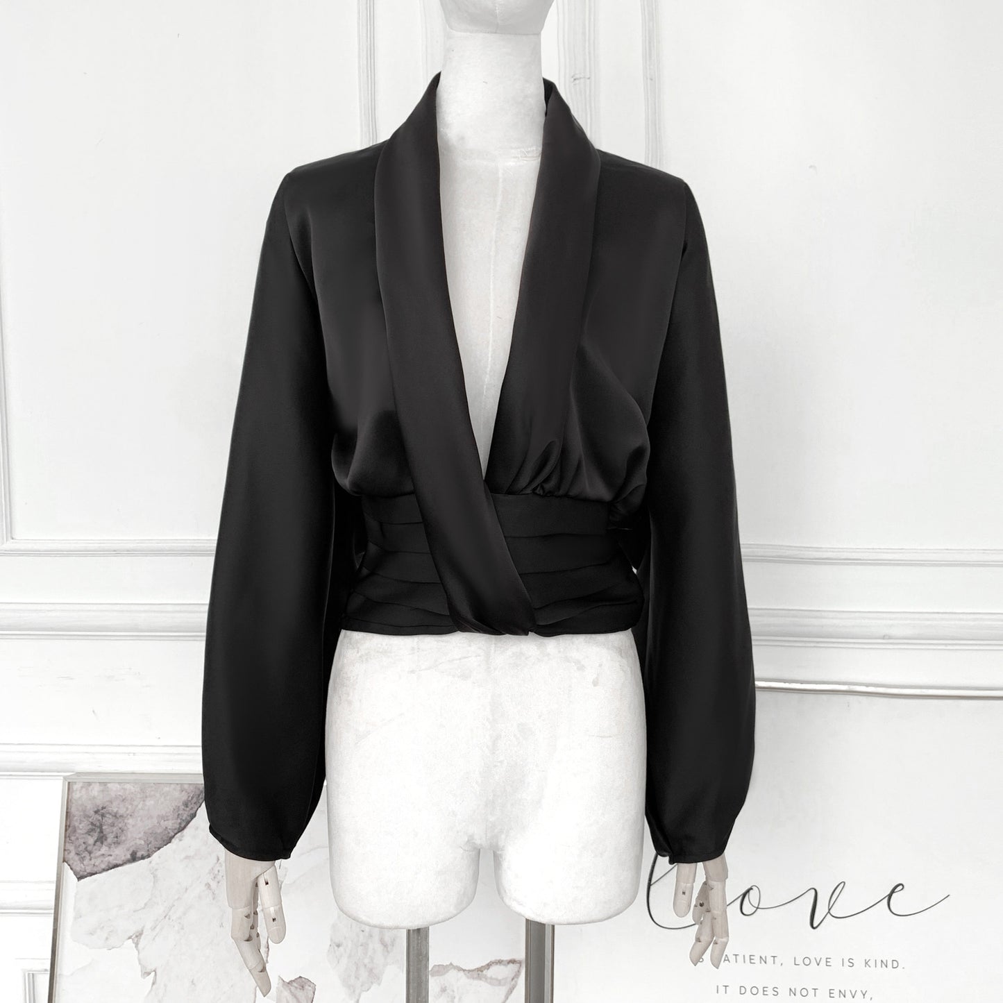 French Drape Pleated Long Sleeve Shirt