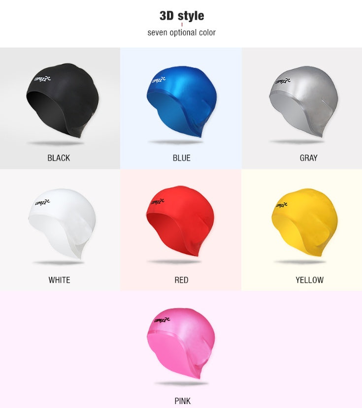 3D Silicone Waterproof Swim Cap