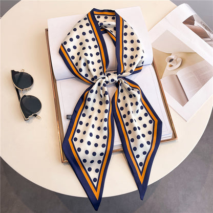Thin Houndstooth Silk Scarf - Hair Tie