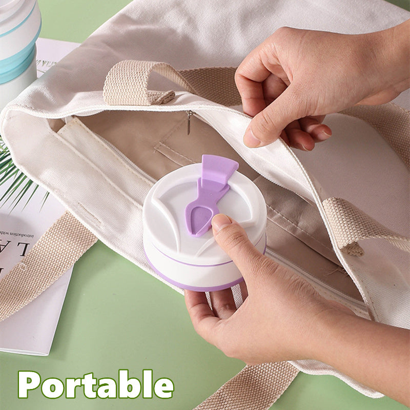 Folding Collapsible Mug with Cover for Coffee and Travel
