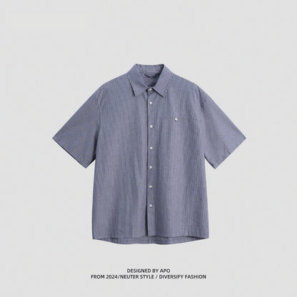 Simple Striped Patchwork Short Sleeve Long Sleeve Shirt