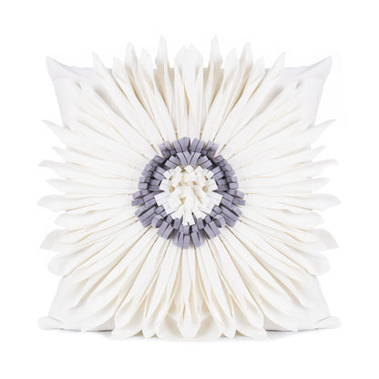 Modern White Velvet Chrysanthemum Pillow