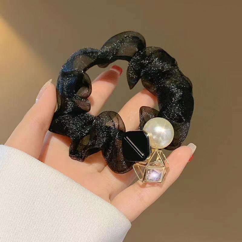Light Luxury Pearl Organza Highly Elastic Hair Rope