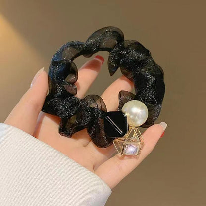 Light Luxury Pearl Organza Highly Elastic Hair Rope