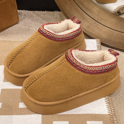 Suede Cotton Slippers Women Autumn Winter