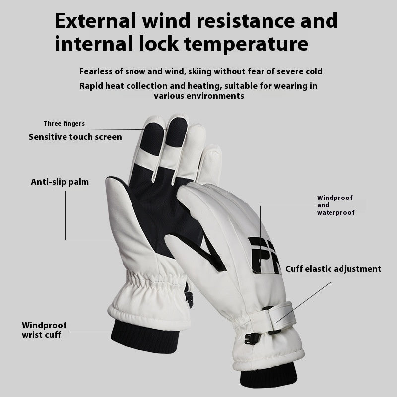 Non-slip Waterproof Fleece Lined Warm Gloves Women