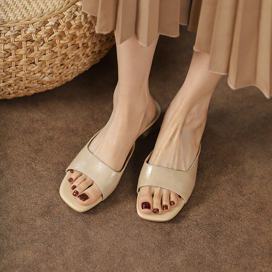 French Retro Chunky Heel Sandals for Women