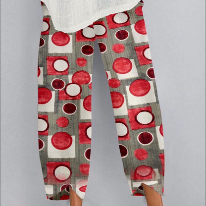 Women's Loose And Irregular Rendering Printing Elastic Waist Dungarees