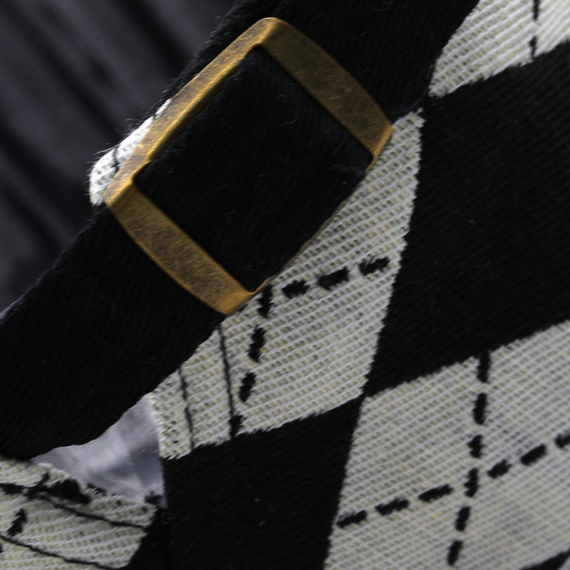 Retro Plaid Short Brim Advance British Casual Painter Hat
