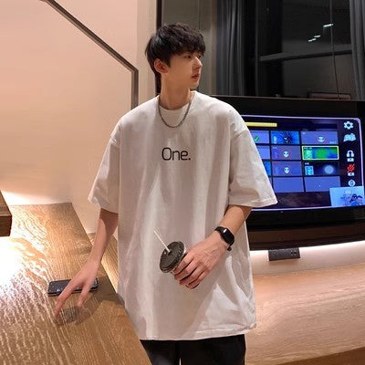 Summer Pure Cotton Plus Size Men’s Letter Tee