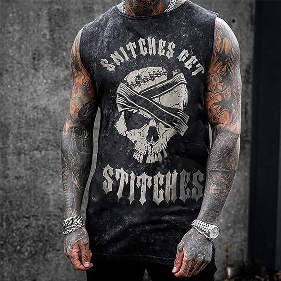Men's Plus Size Sleeveless 3D Retro Print Vest