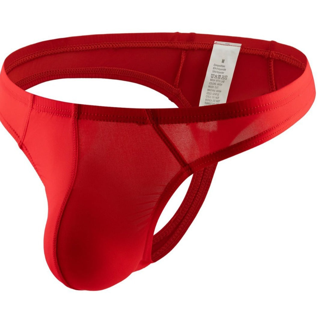 Men's Ice Silk Transparent Stretch Tight Silky T-shaped Panties Big Bag Sexy Comfortable Underwear
