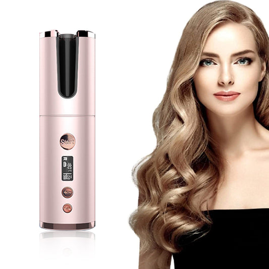 Portable Wireless Rechargeable Auto-Rotating Curling Iron