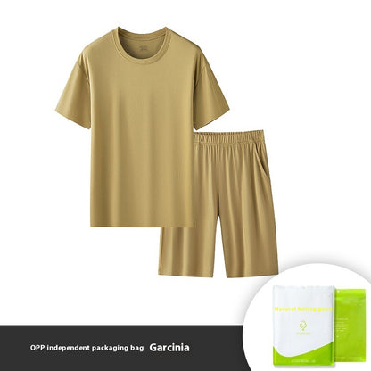 Men's Solid Color Round Neck Short Sleeves Shorts Suit